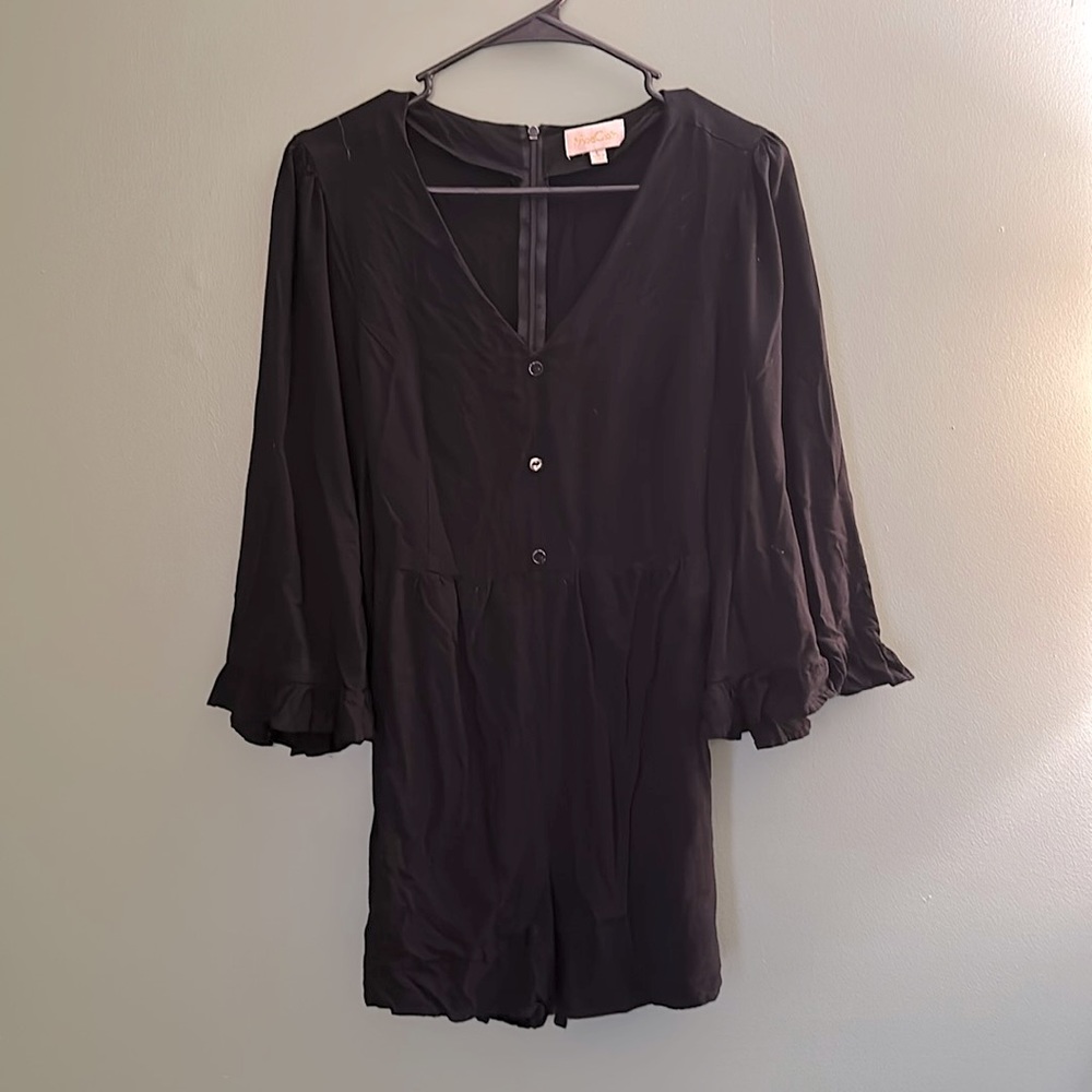 ModCloth - Black Bell Sleeve Romper, Size L